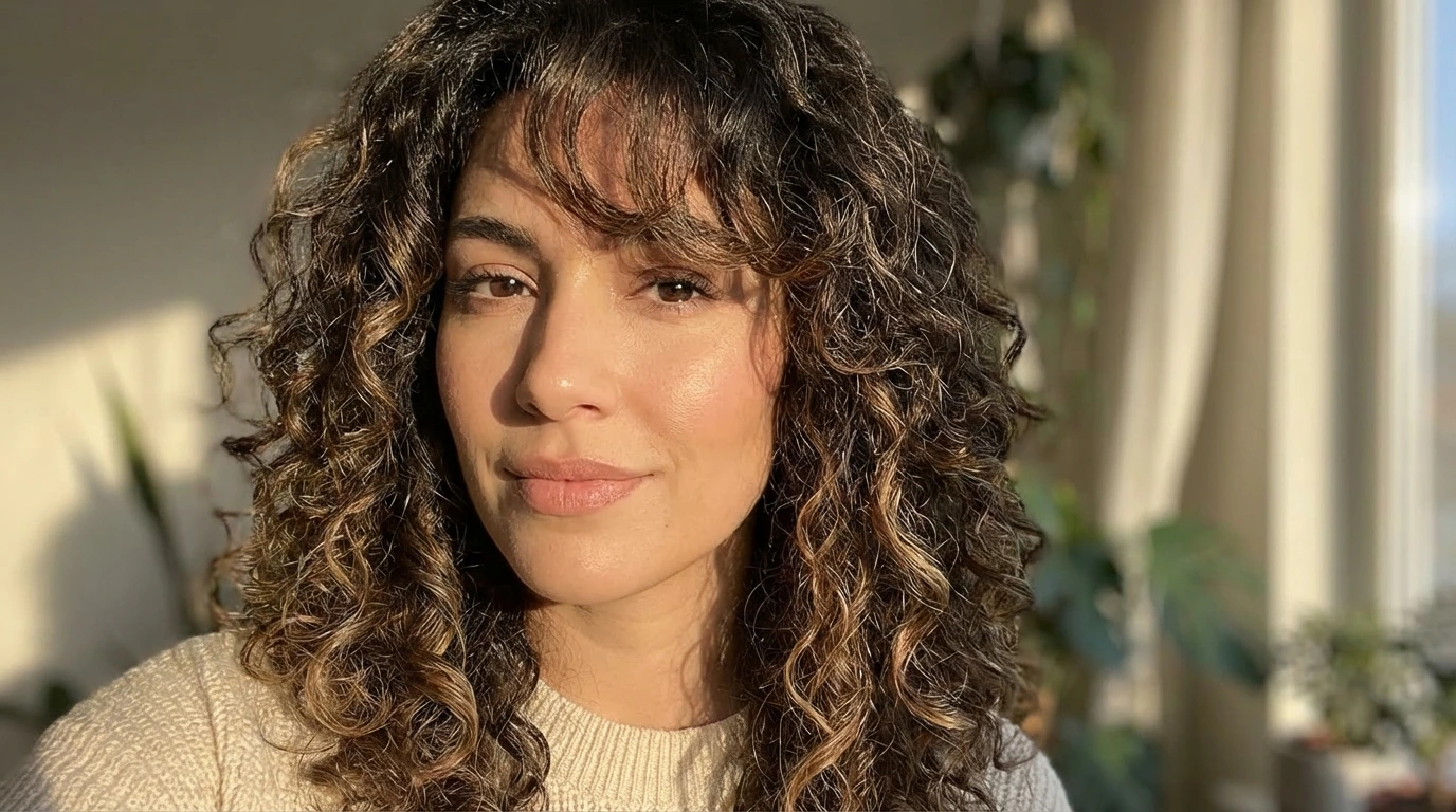 6. Curly Side-Swept Bangs