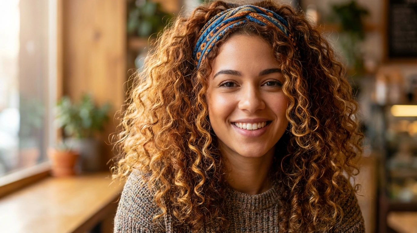 9. Defined Curls with a Headband
