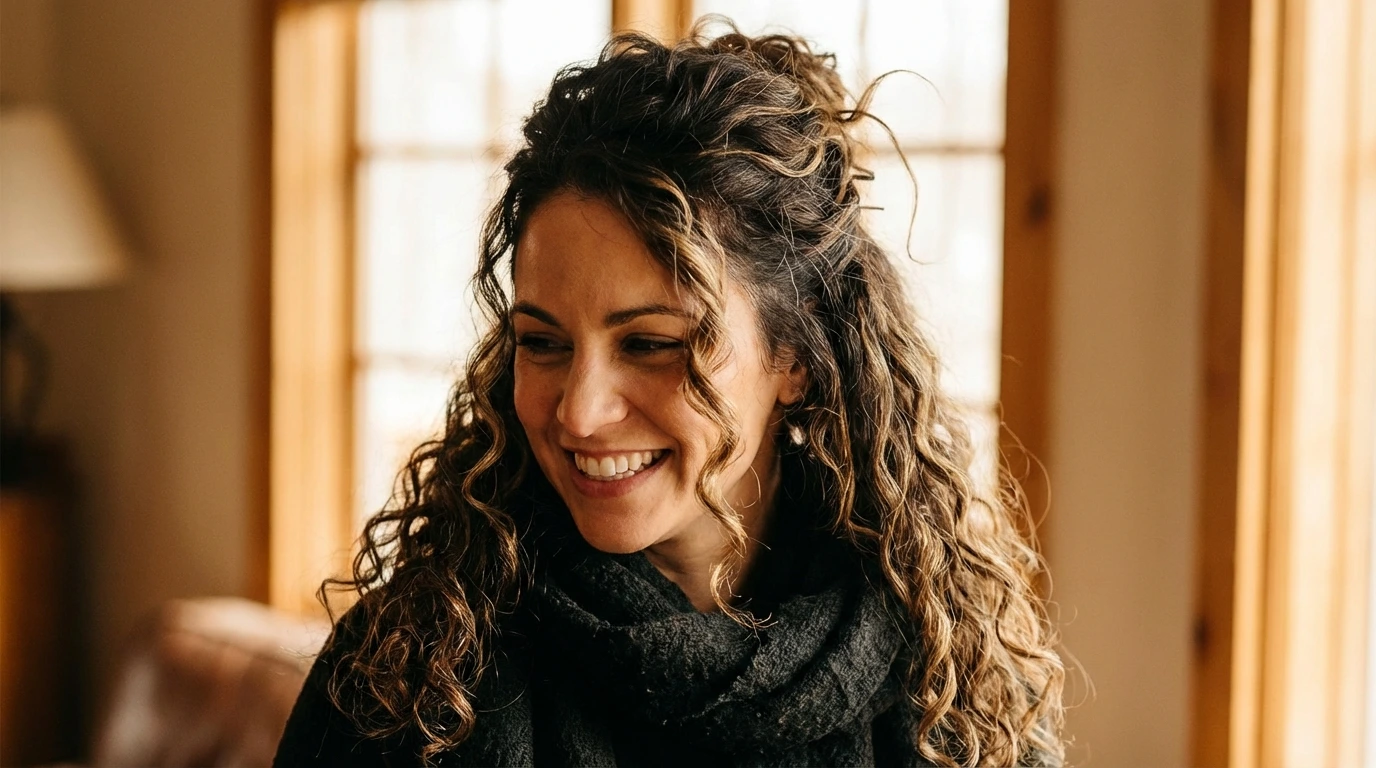 4. Curly Half-Up, Half-Down