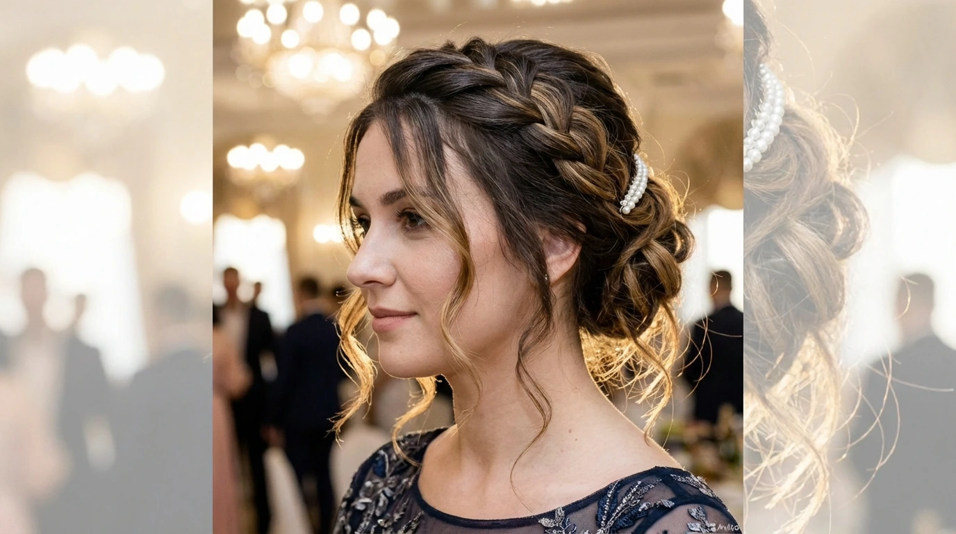 Elegant Braided Updo with Long Layers