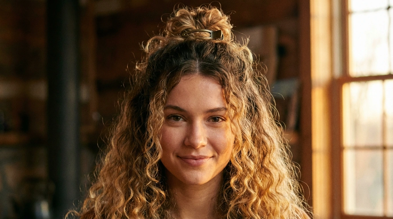 4. Curly Half-Up, Half-Down