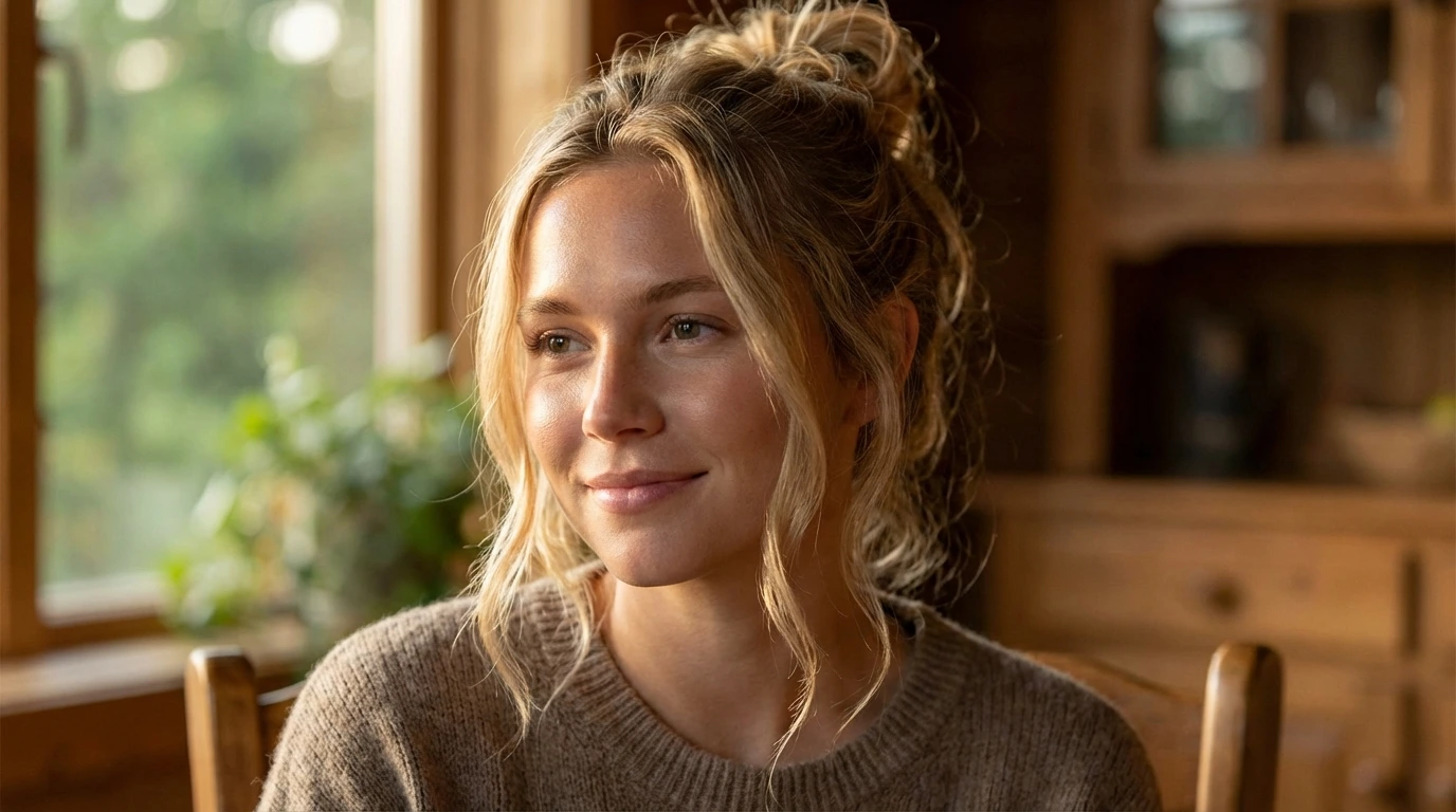 8. Messy Bun with Face Framing Layers