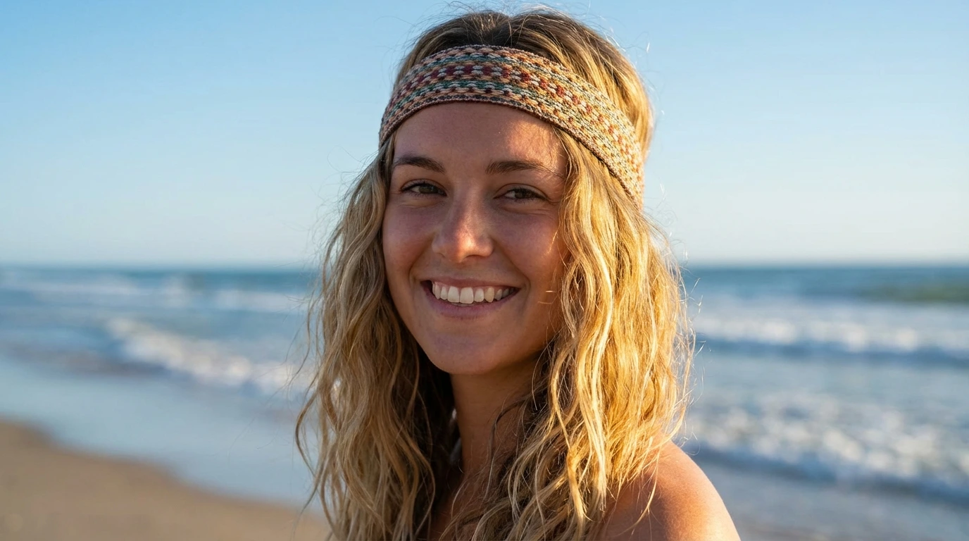 9. Beachy Waves with a Headband