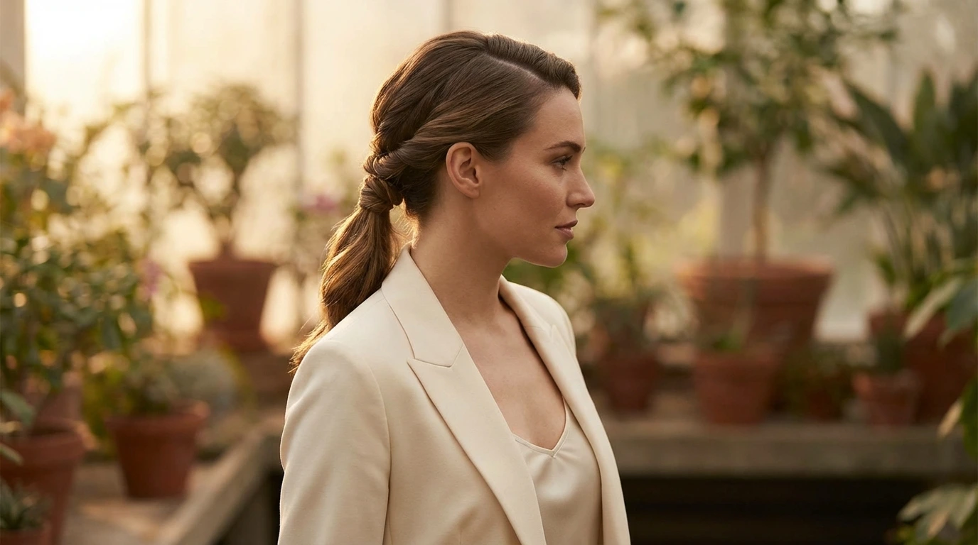 12. Twisted Low Ponytail