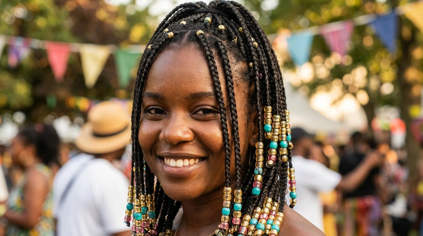 Box Braids with Beads
