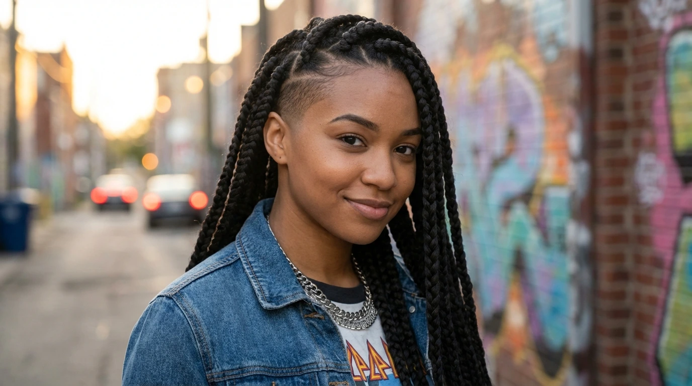 Box Braids with Undercut