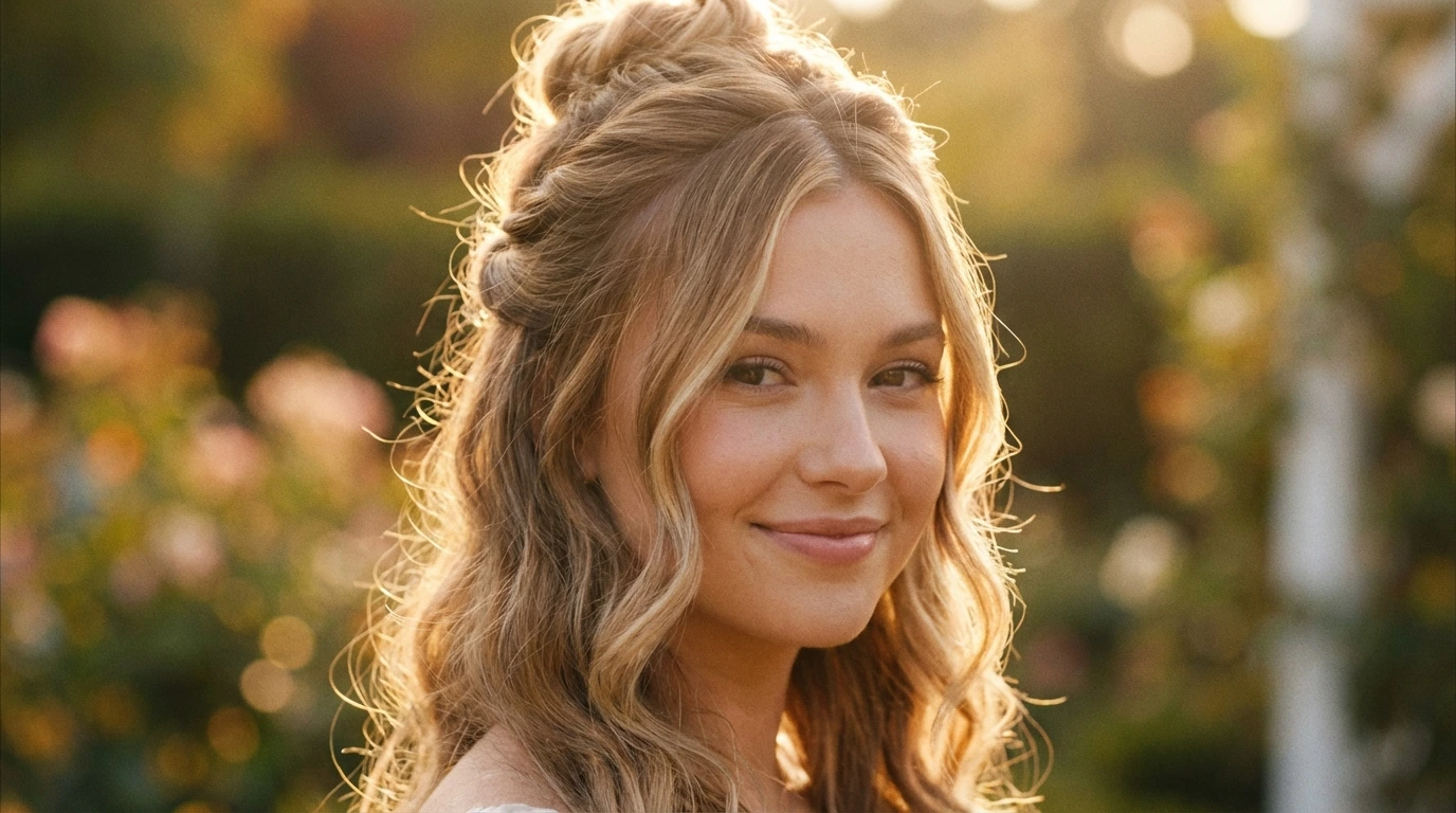 3. Romantic Half-Up Bun