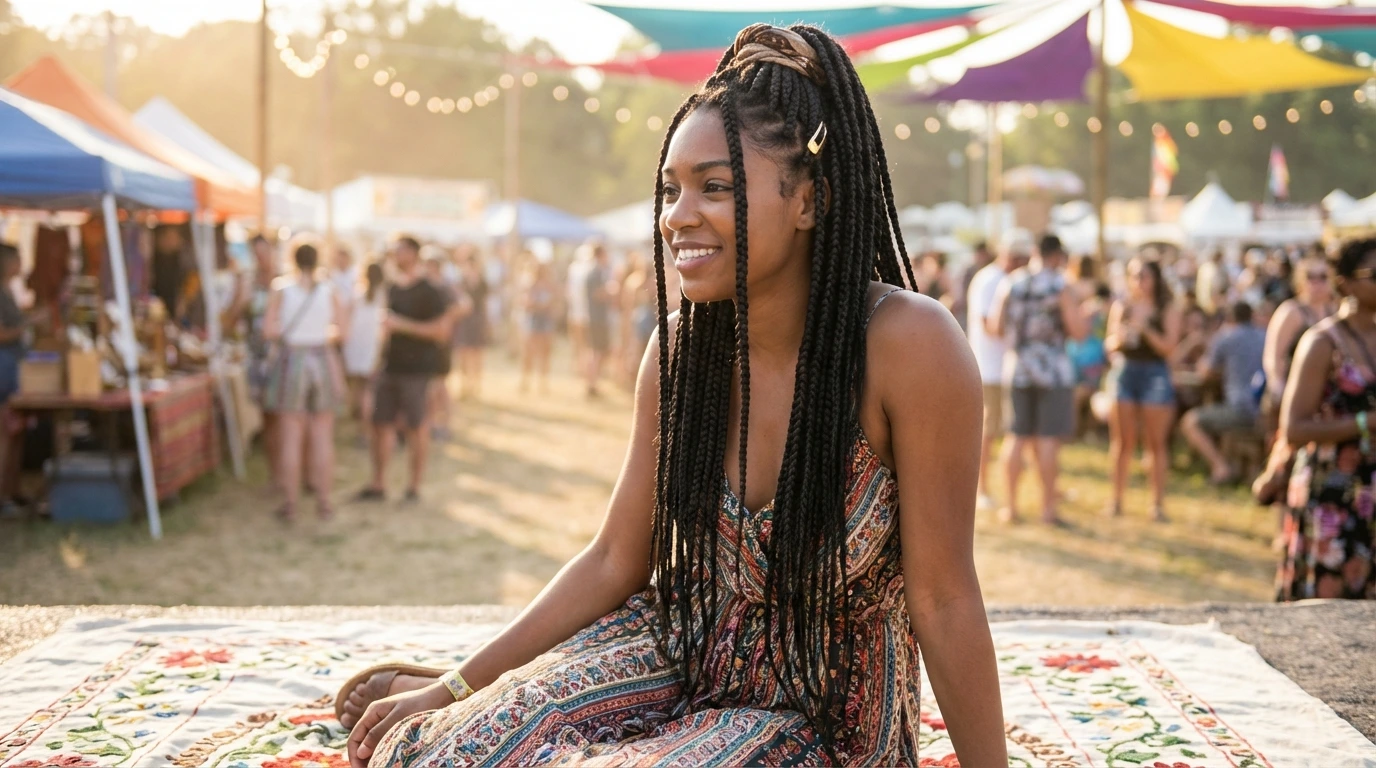 Half-Up, Half-Down Box Braids
