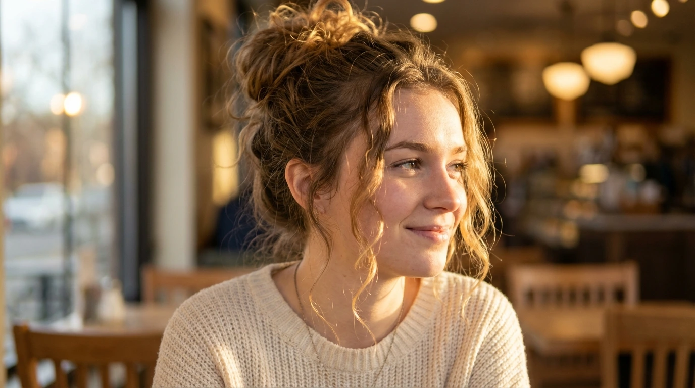 12. Messy Bun with Strands