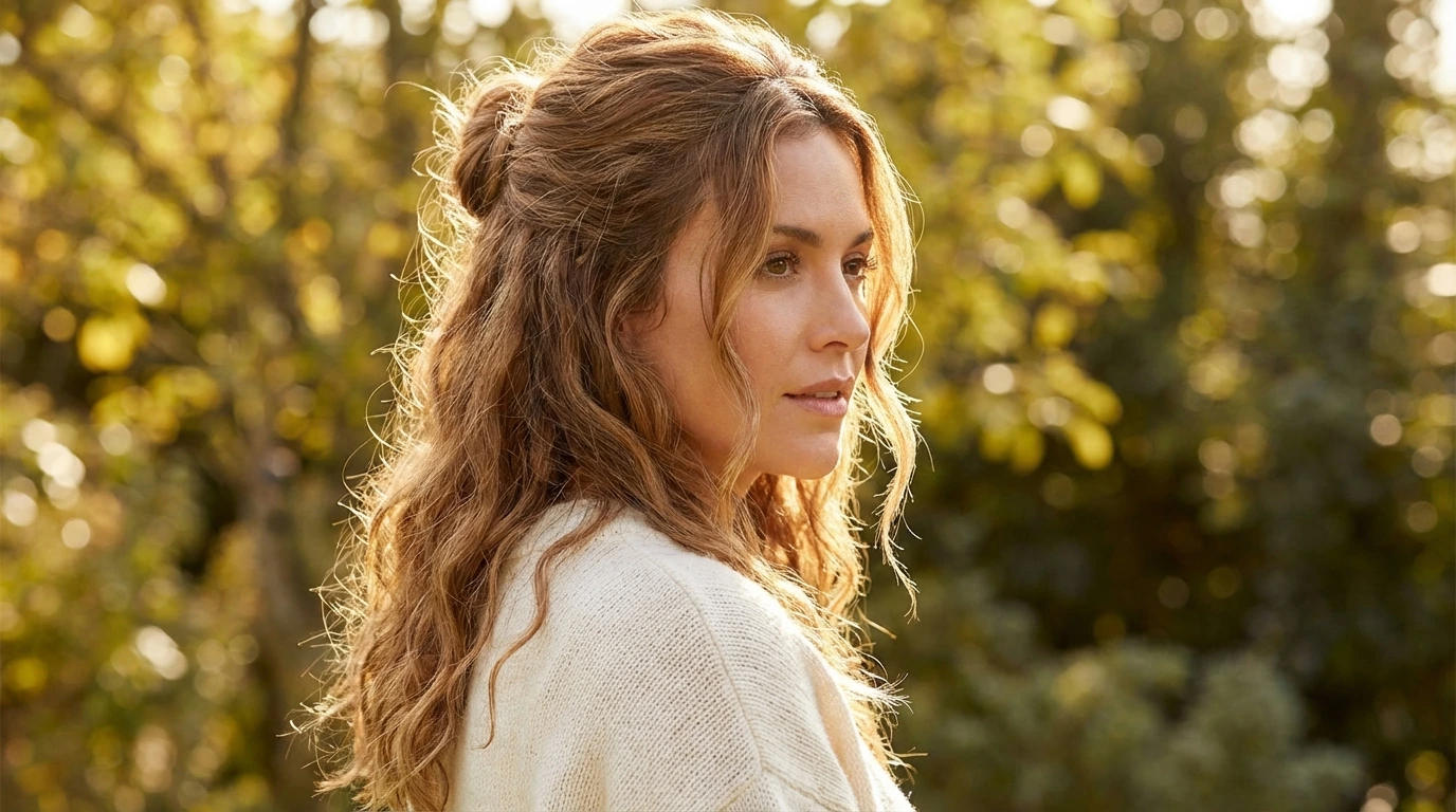 5. Textured Half-Updo