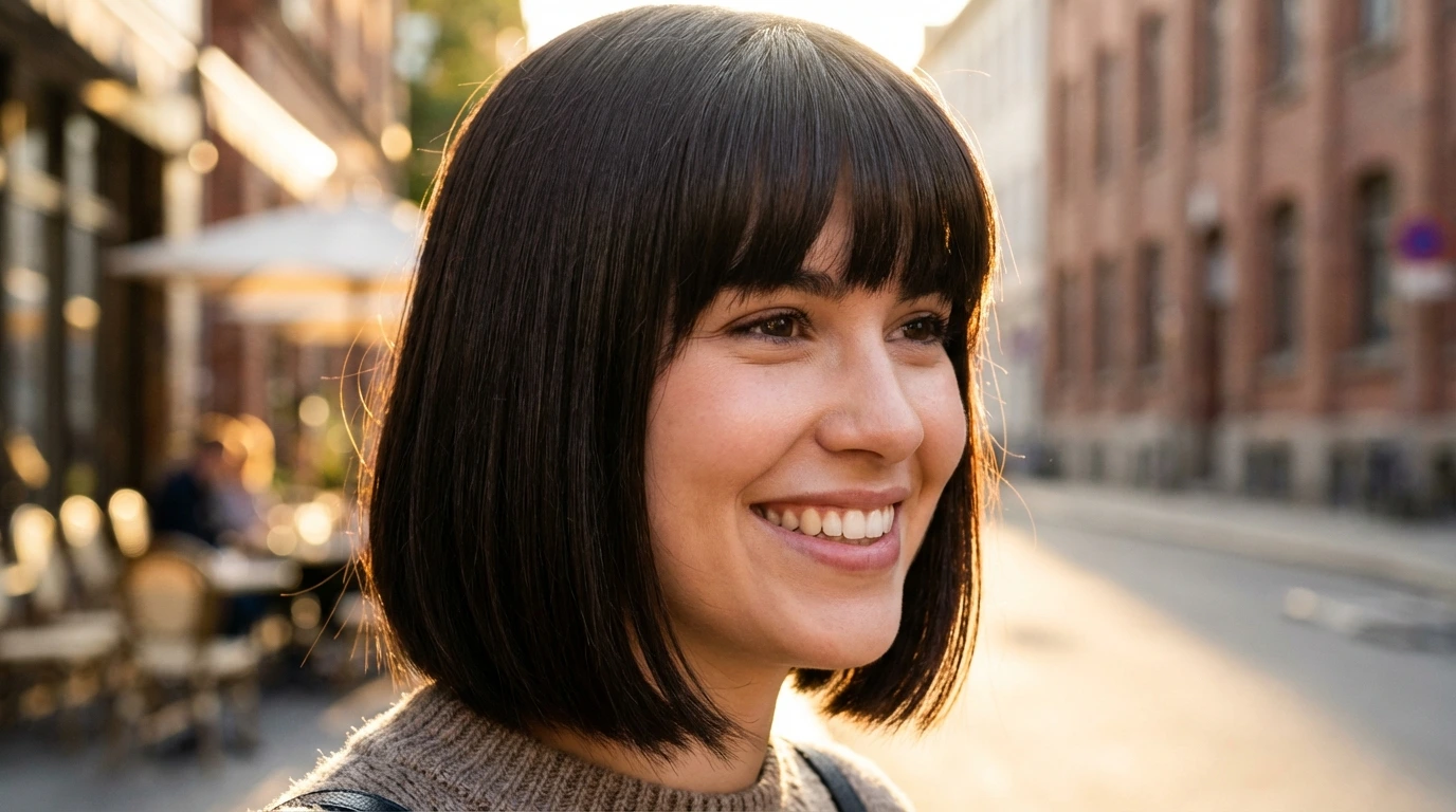 12. Sleek Bob with Bangs