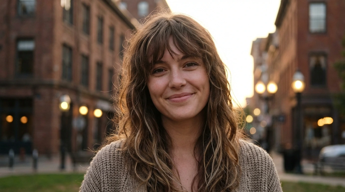 12. Flirty Bangs with Loose Hair