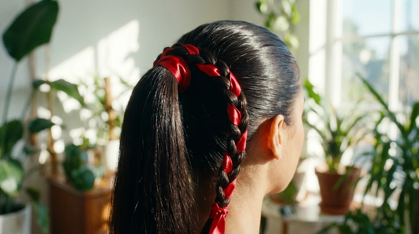 Ponytail with Ribbon Braid