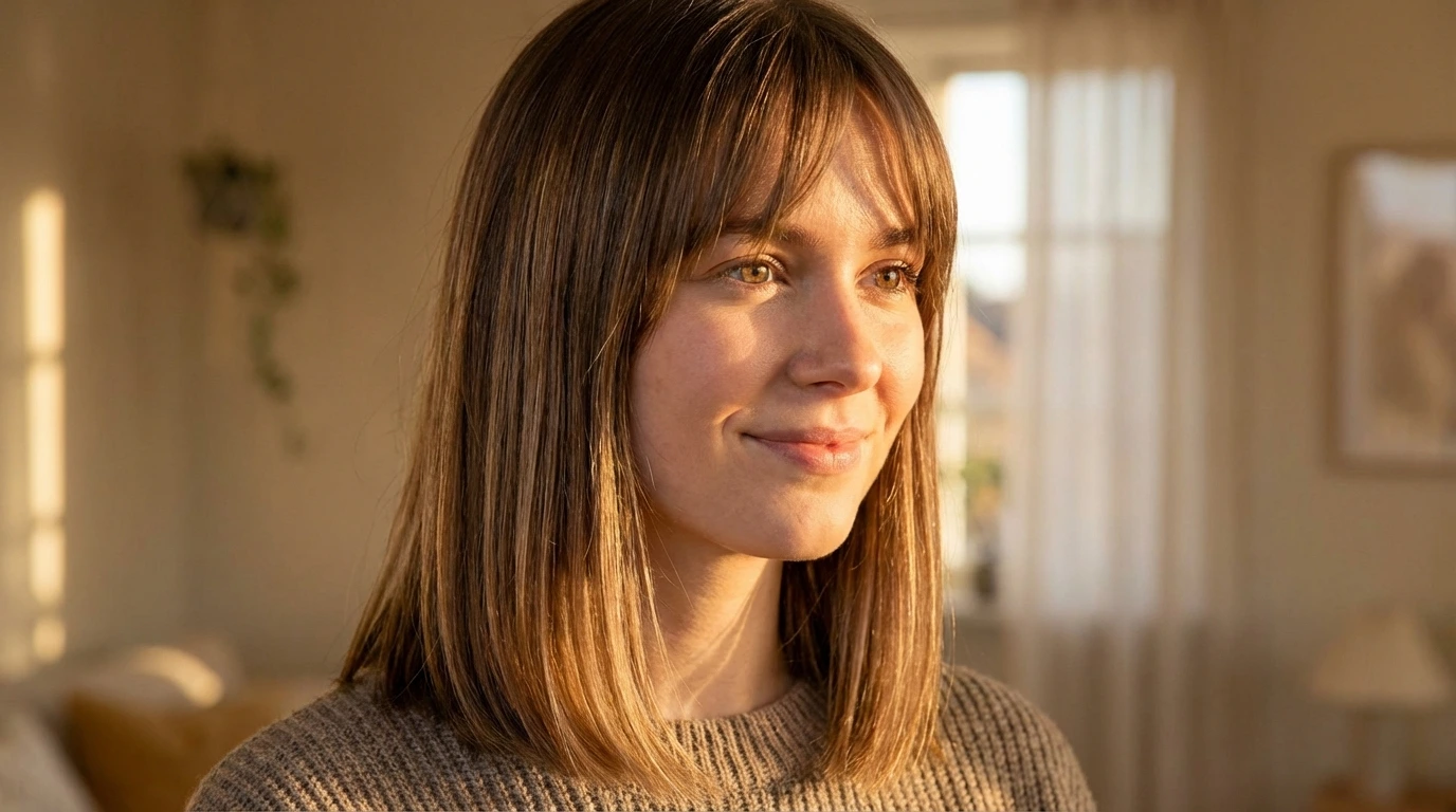 10. Curtain Bangs with Straight Hair
