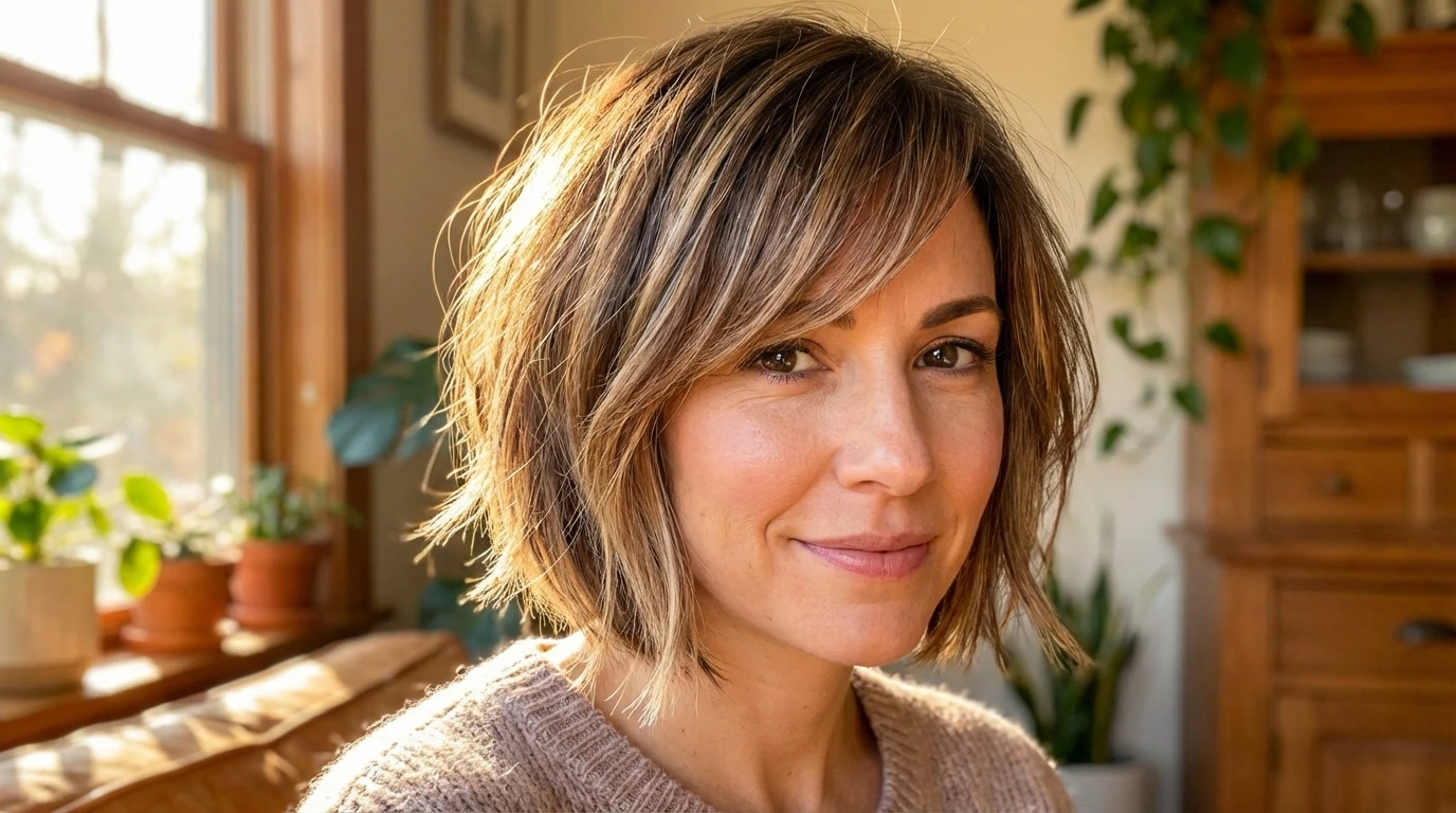 8. Side-Swept Bangs
