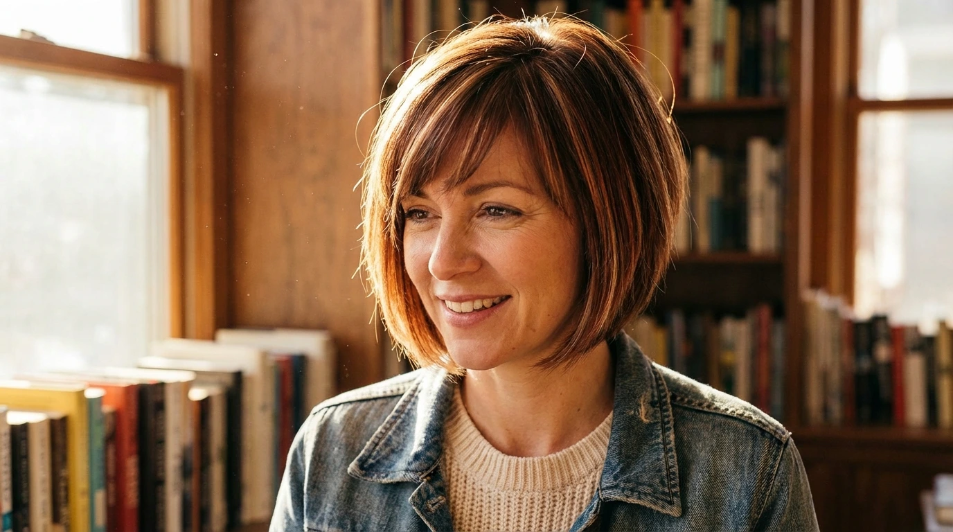 8. Side-Swept Bangs with Short Hair