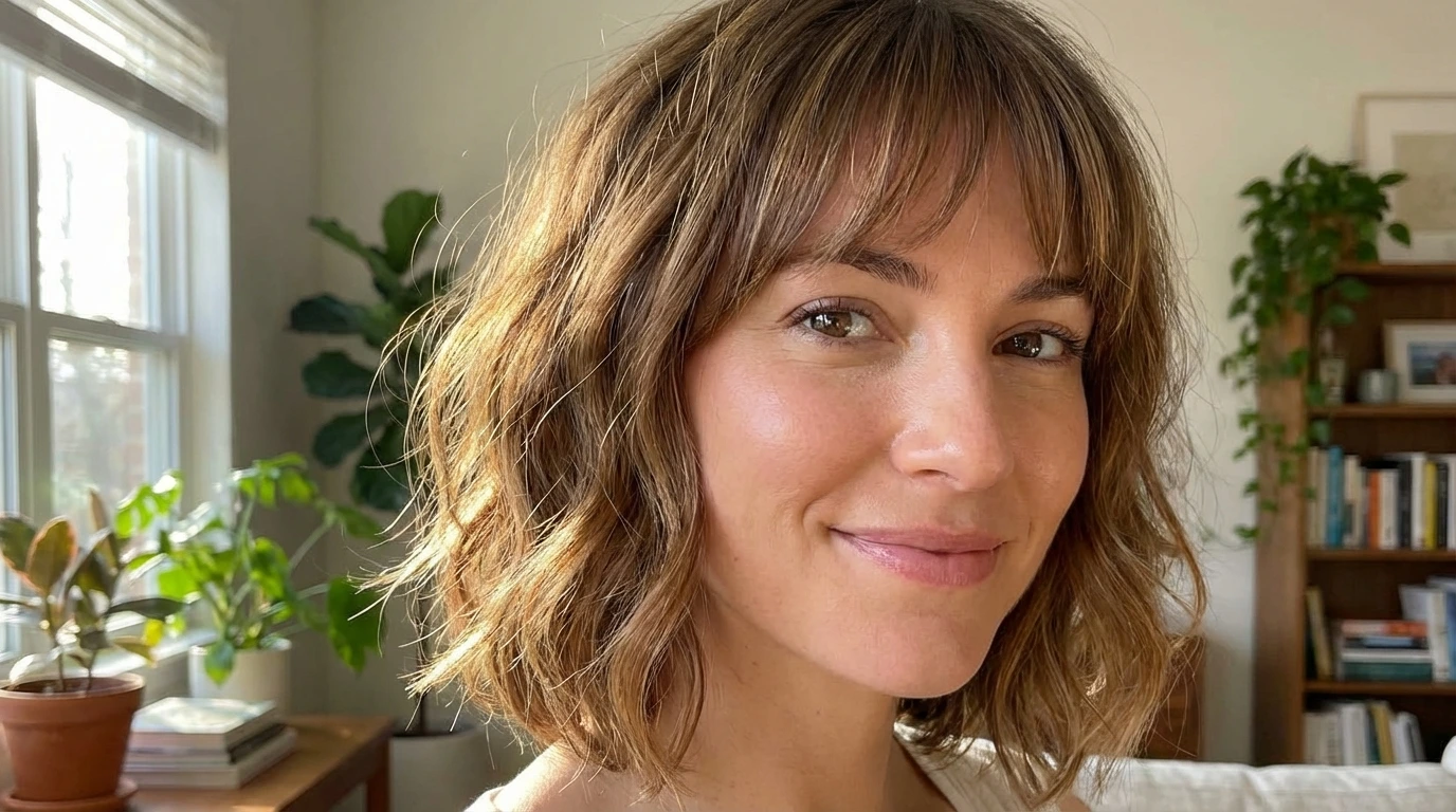12. Wavy Lob with Bangs
