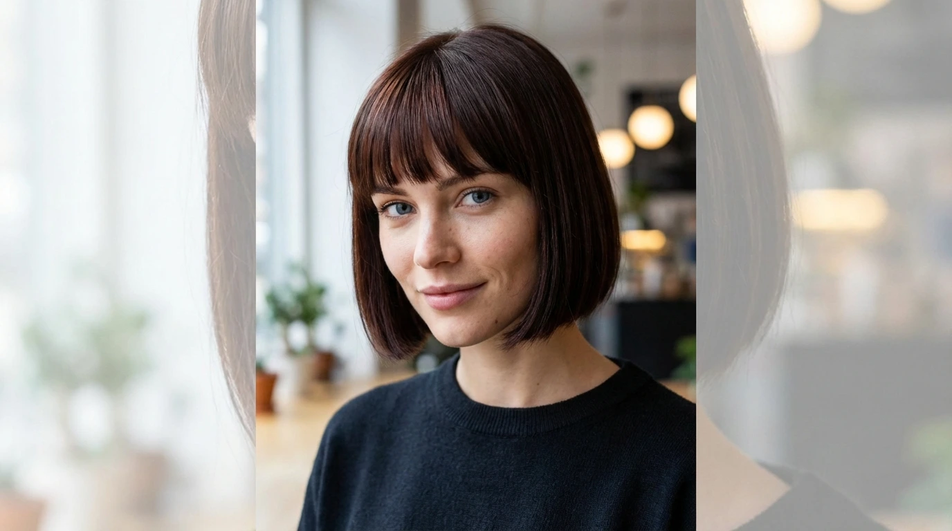 6. Blunt Bangs with Short Hair