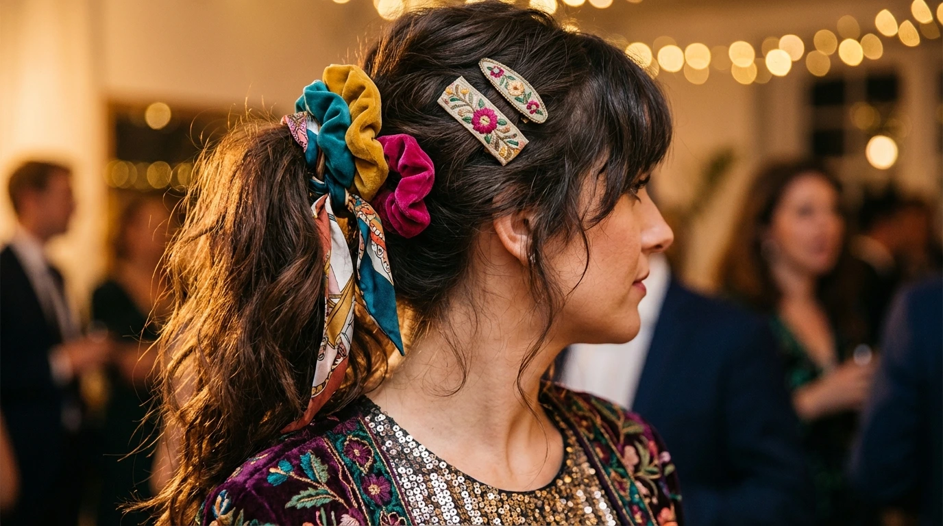 Messy Ponytail with Hair Accessories