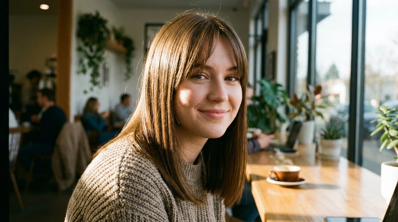 Sleek Straight with Curtain Bangs