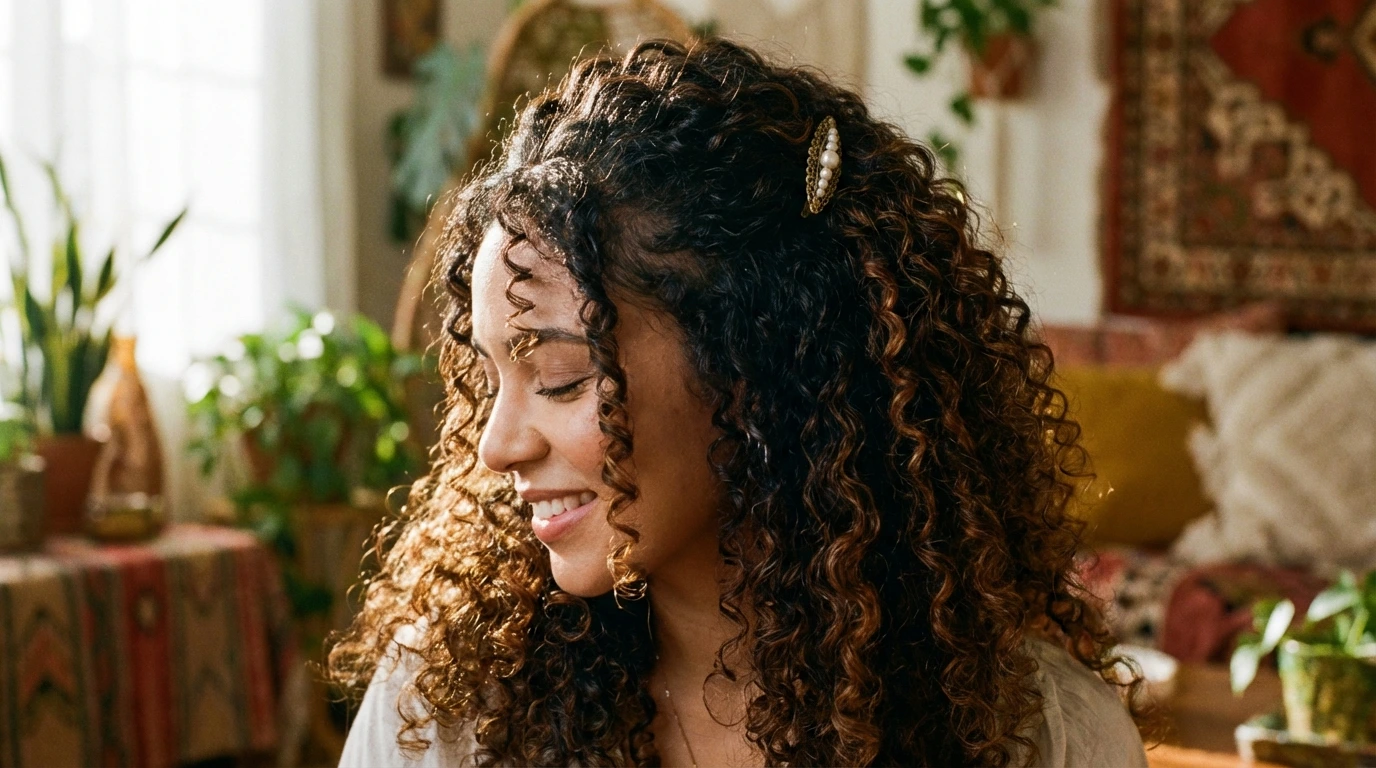 Curly Half Up, Half Down