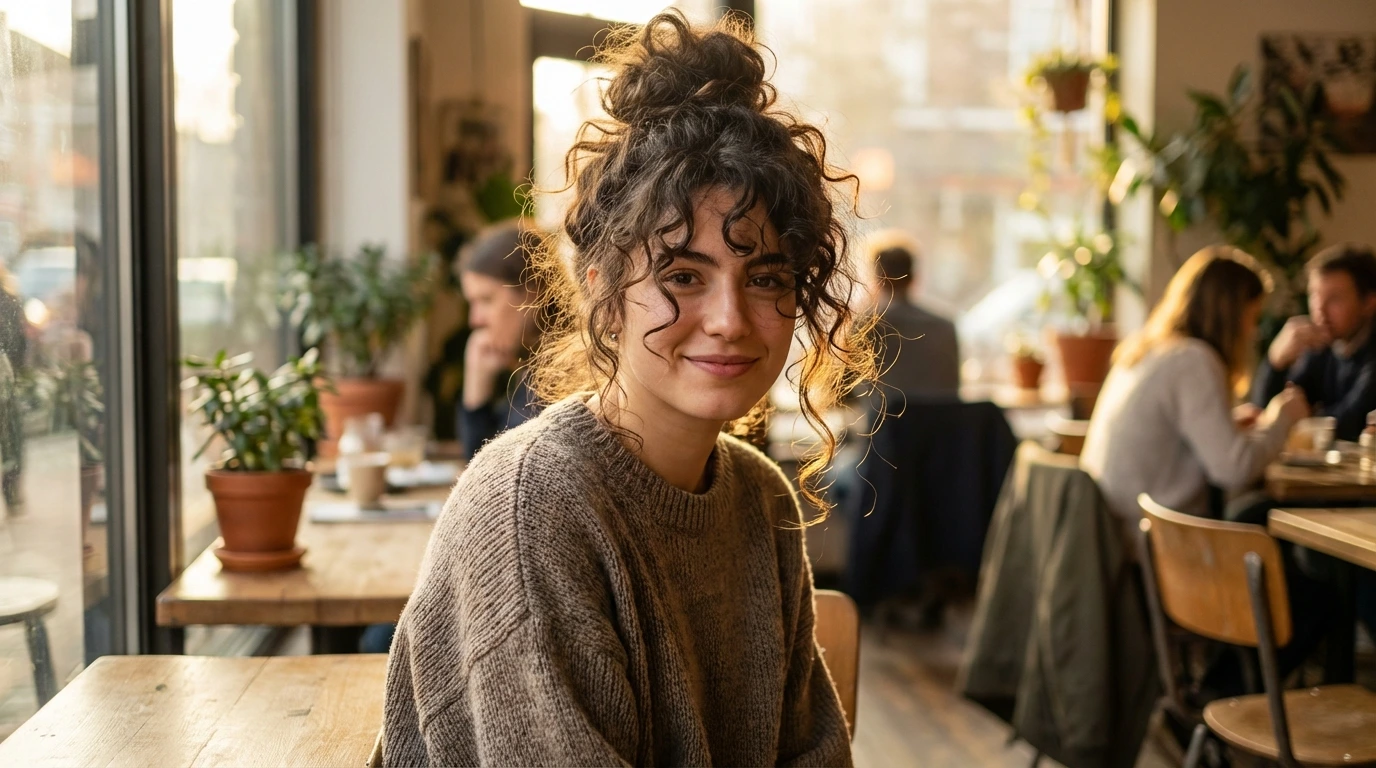 Messy Curly Top Knot