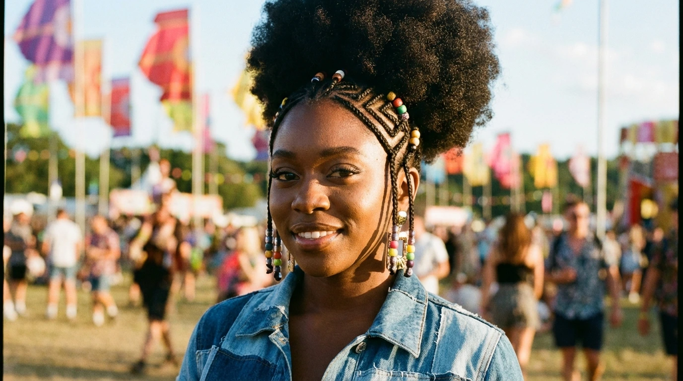 Puff with Braid Accents