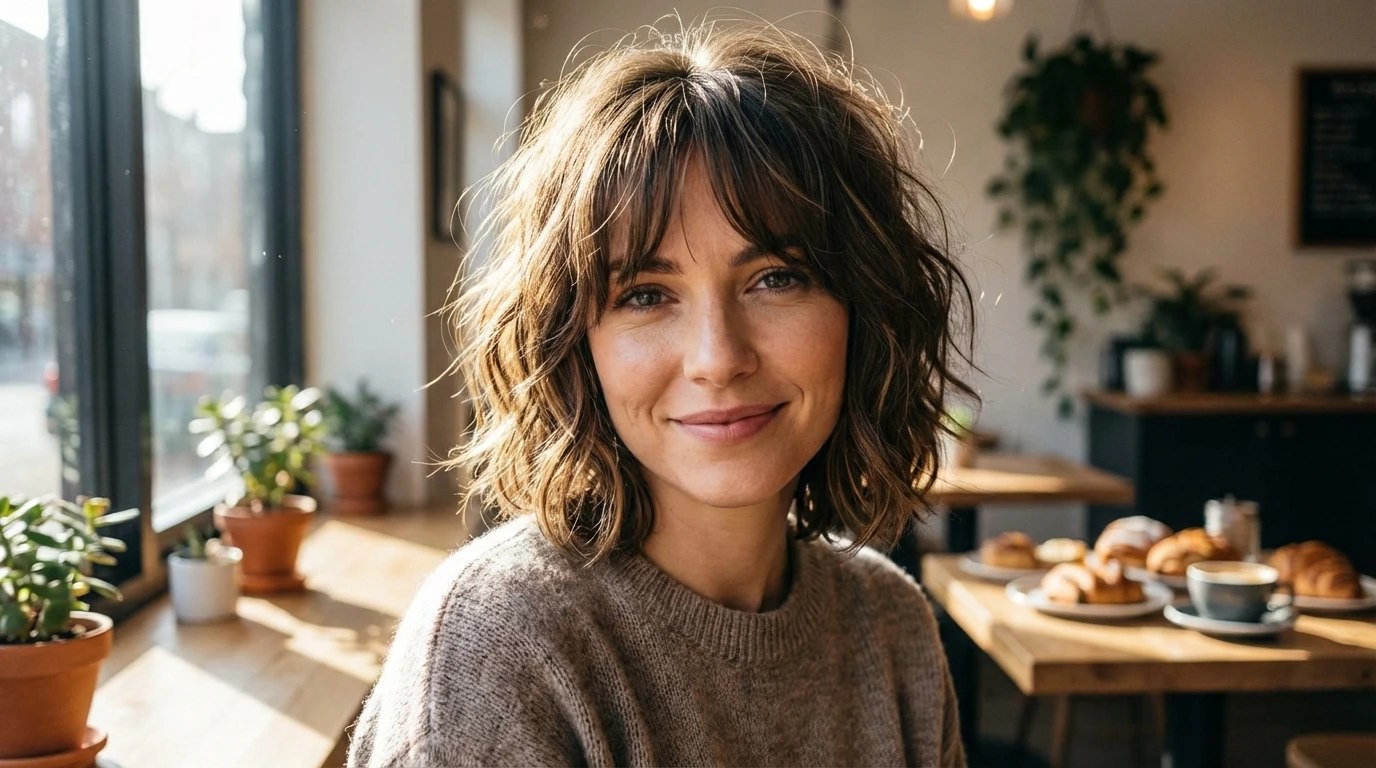 Textured Bob with Curtain Bangs