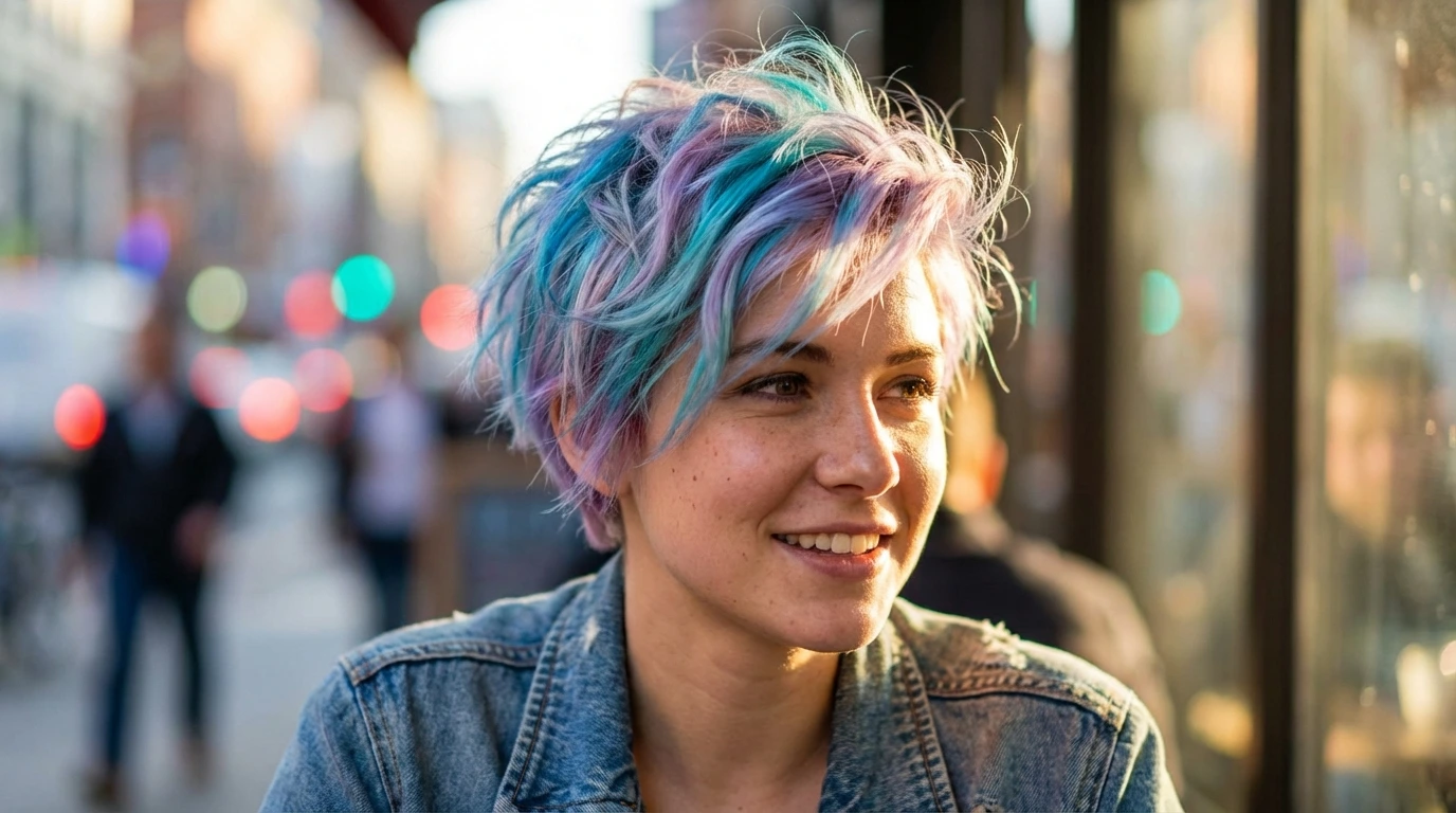 Messy Pixie with Color Highlights