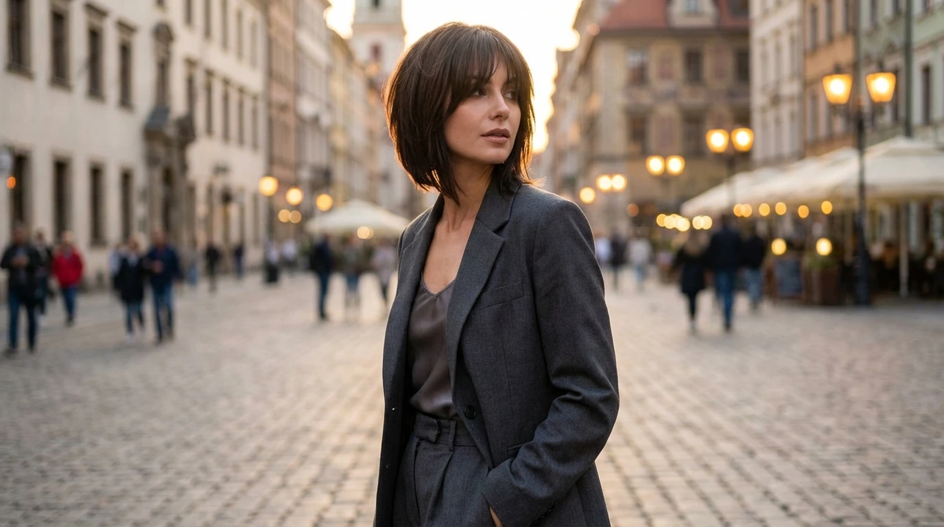 Asymmetrical Bob with Curtain Bangs