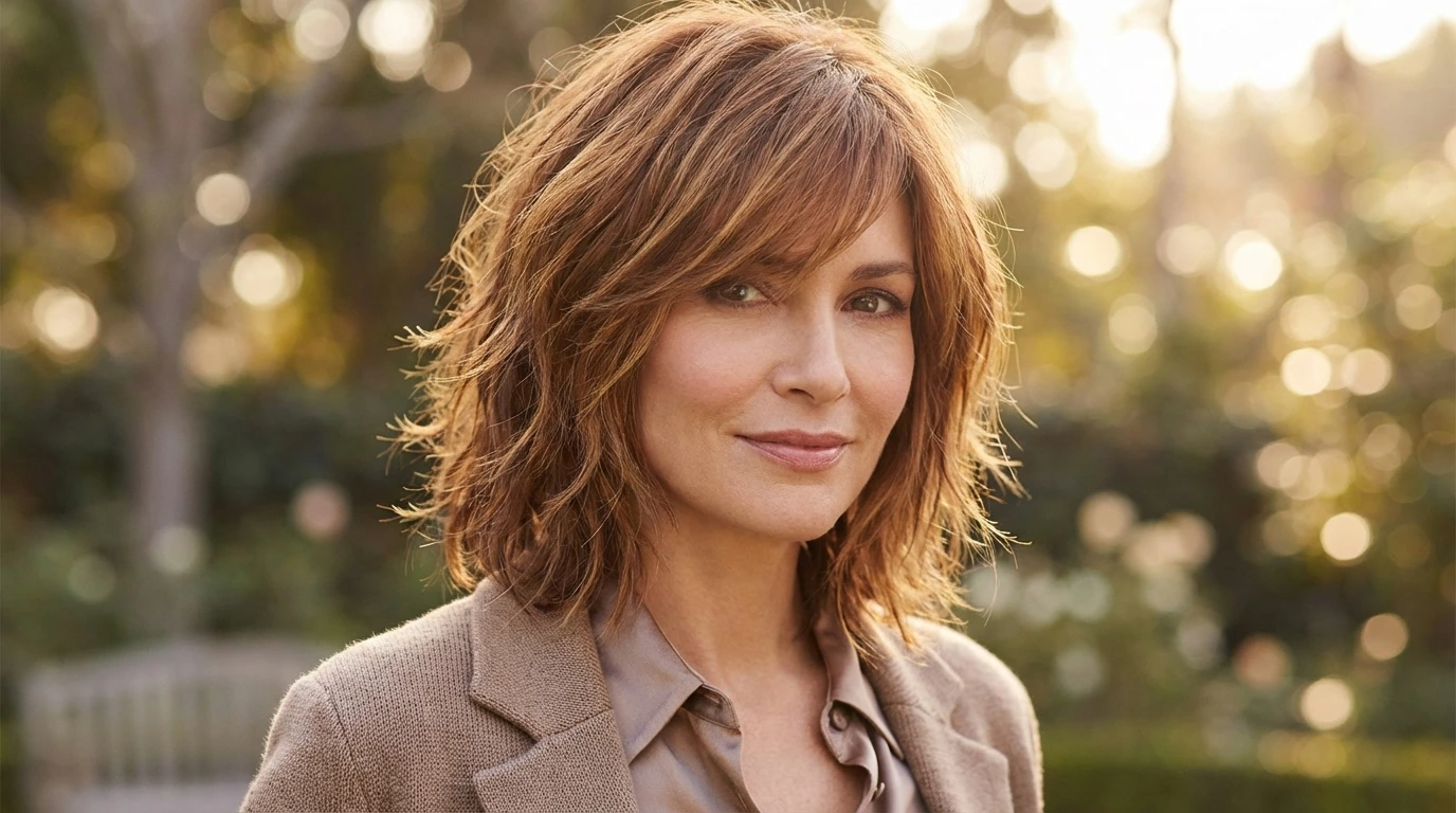 4. Textured Shag with Side-Swept Bangs