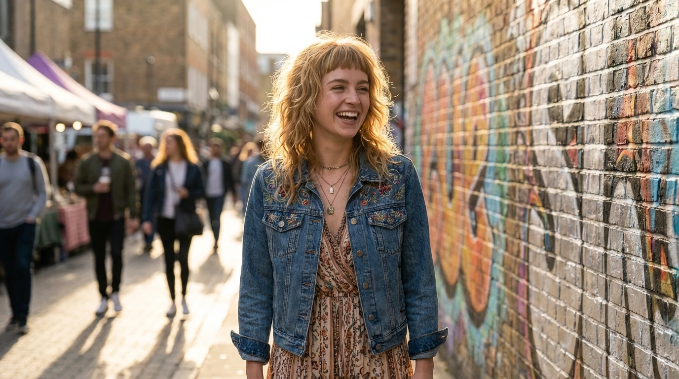 5. Messy Shag with Baby Bangs