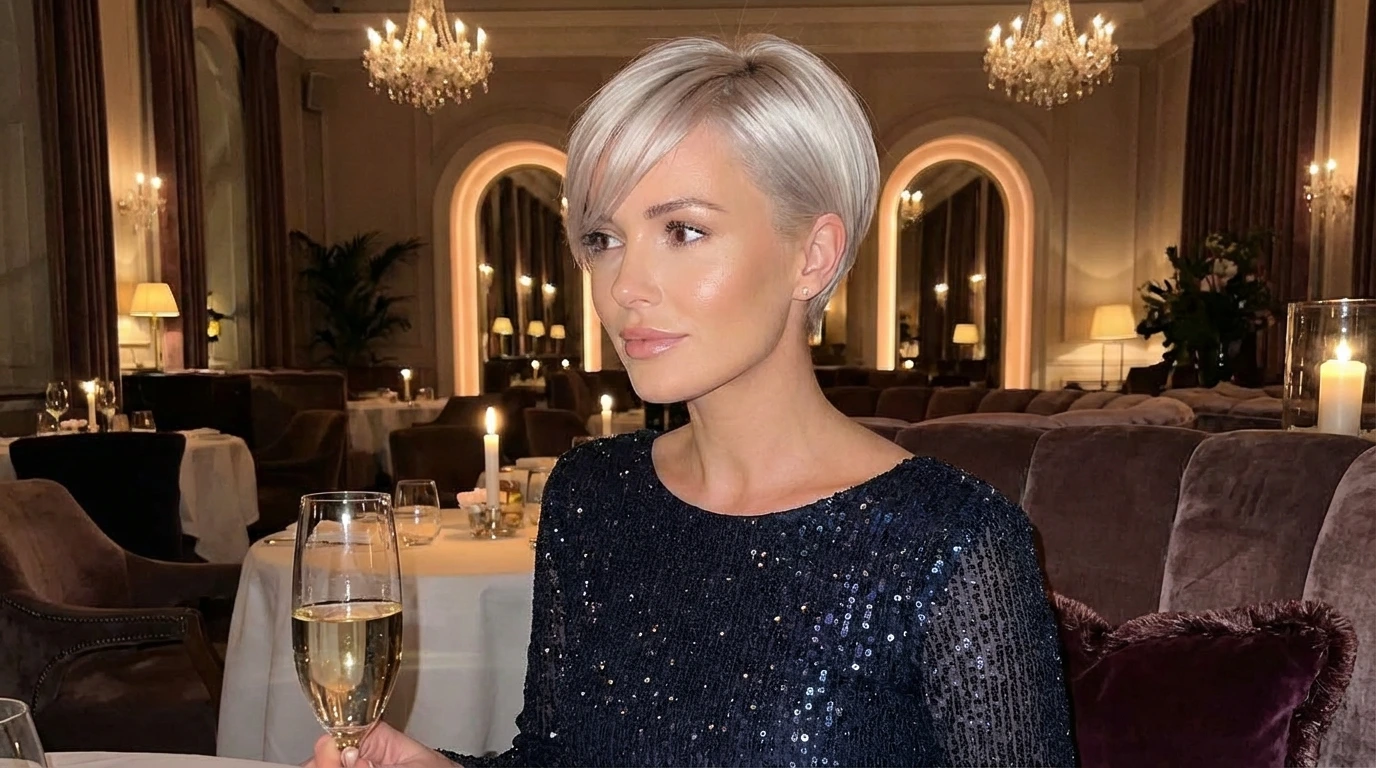 Glamorous Pixie with Side-Swept Bangs