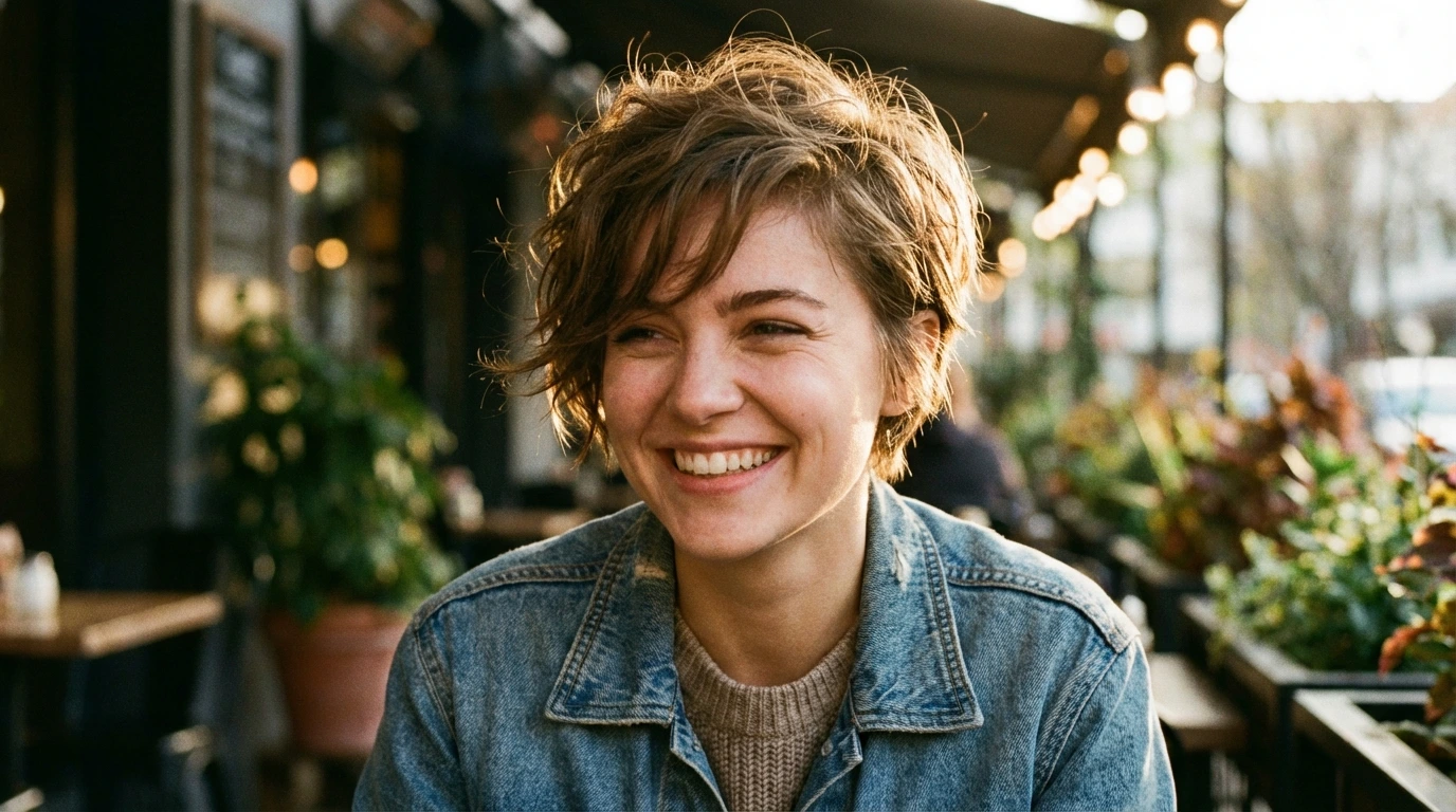 Tousled Pixie with Side-Swept Bangs