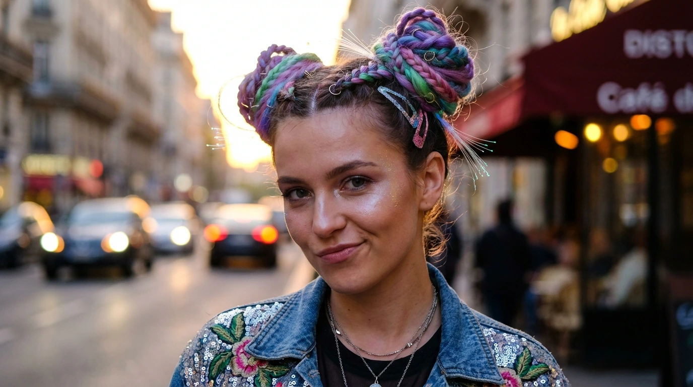 9. Space Buns with a Twist