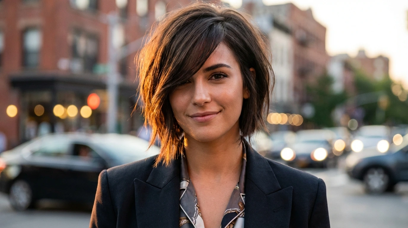 Asymmetrical Bob with Side-Swept Bangs