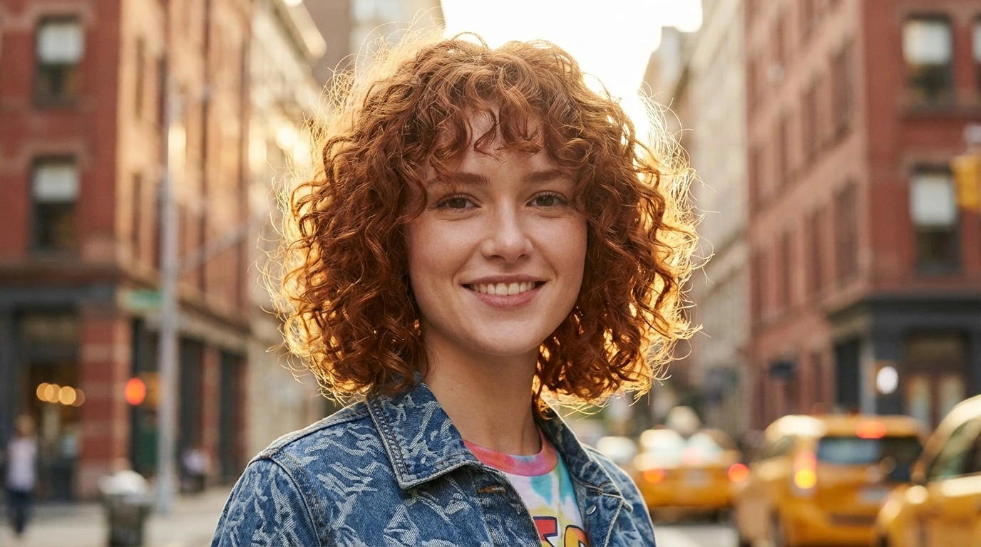 Curly Bob with Bangs