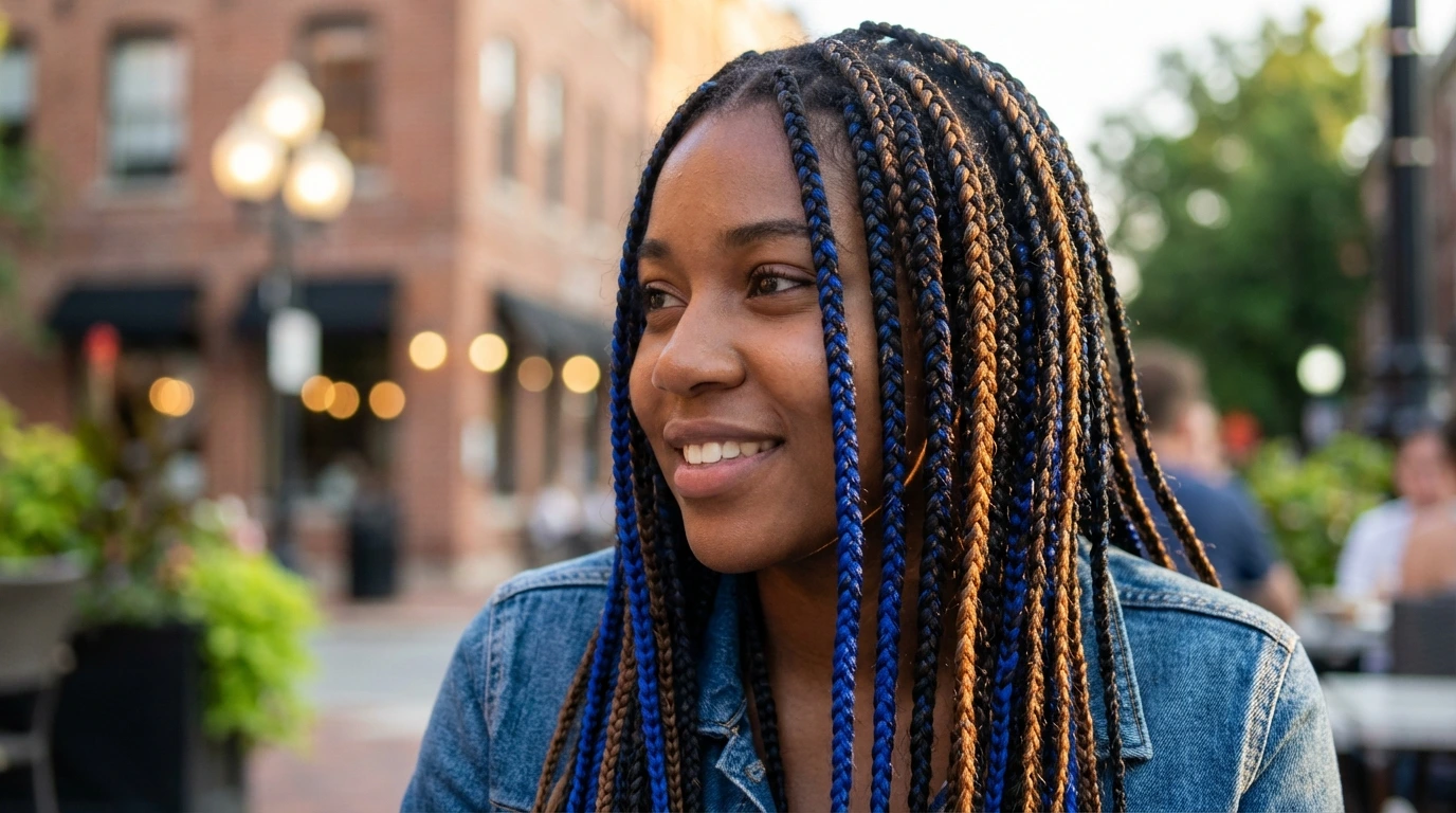 Box Braids with Color Highlights