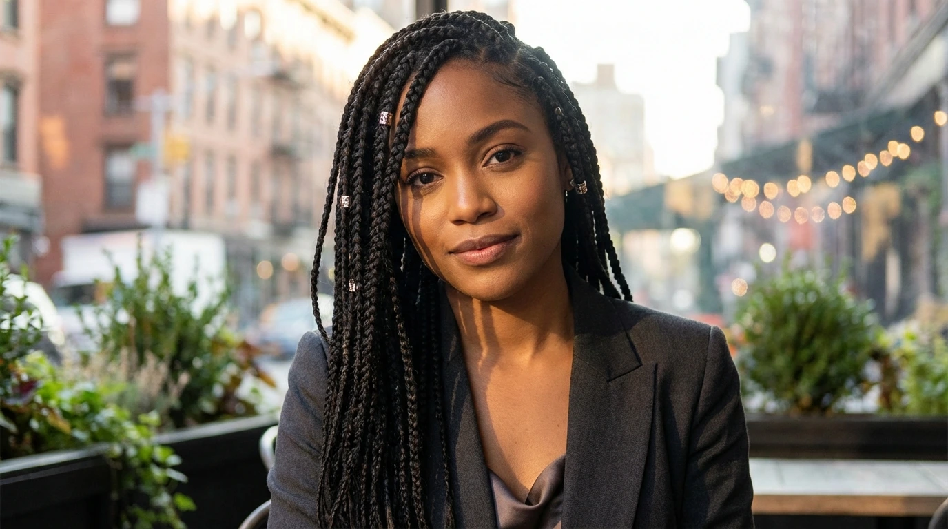 Box Braids with Side Part