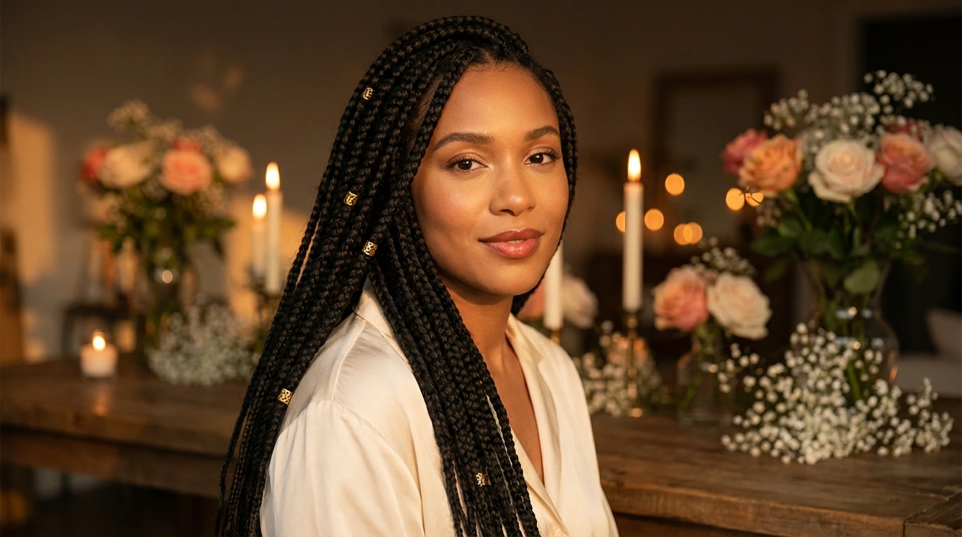 Side-Swept Box Braids
