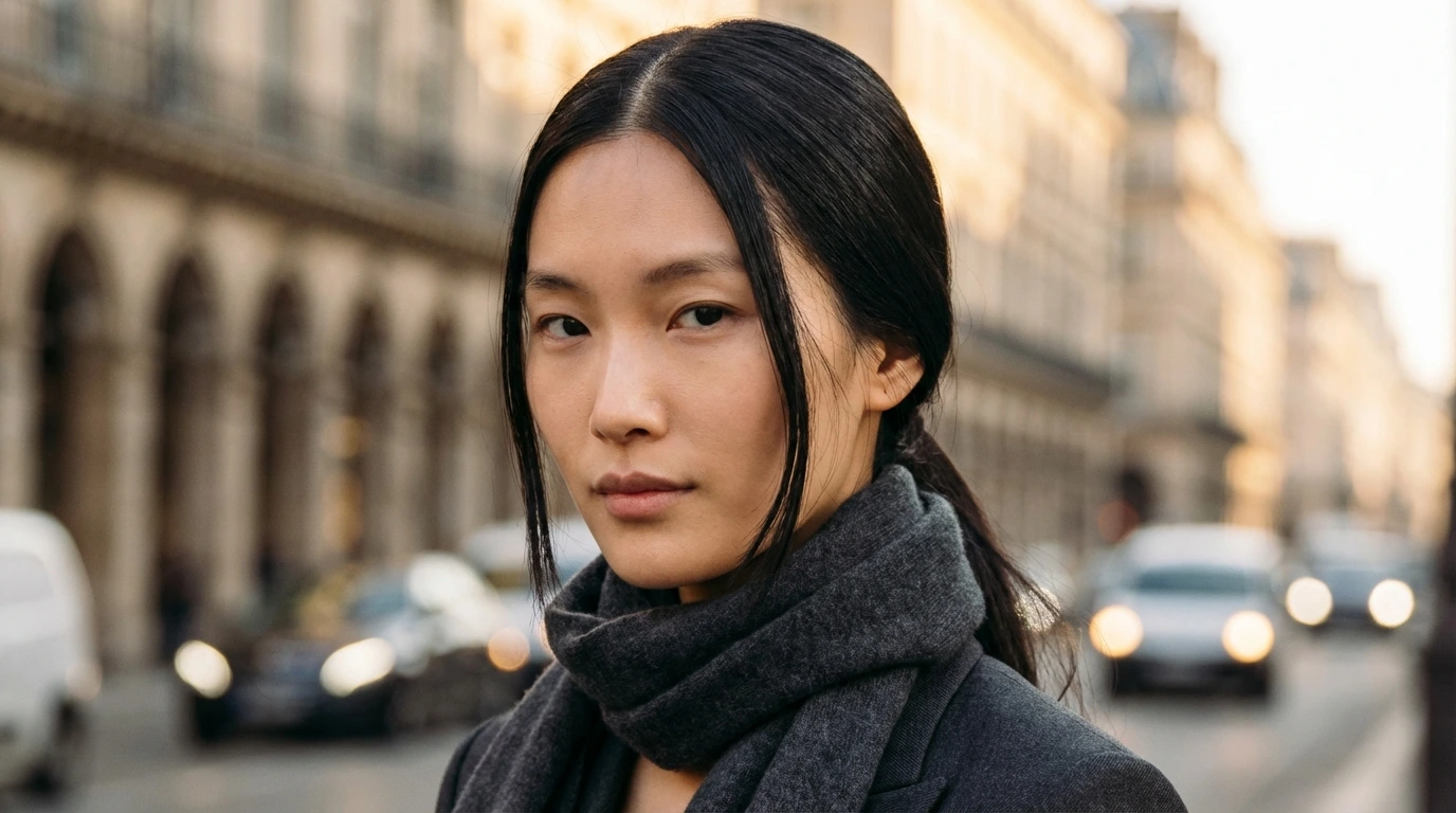 Low Ponytail with a Middle Part