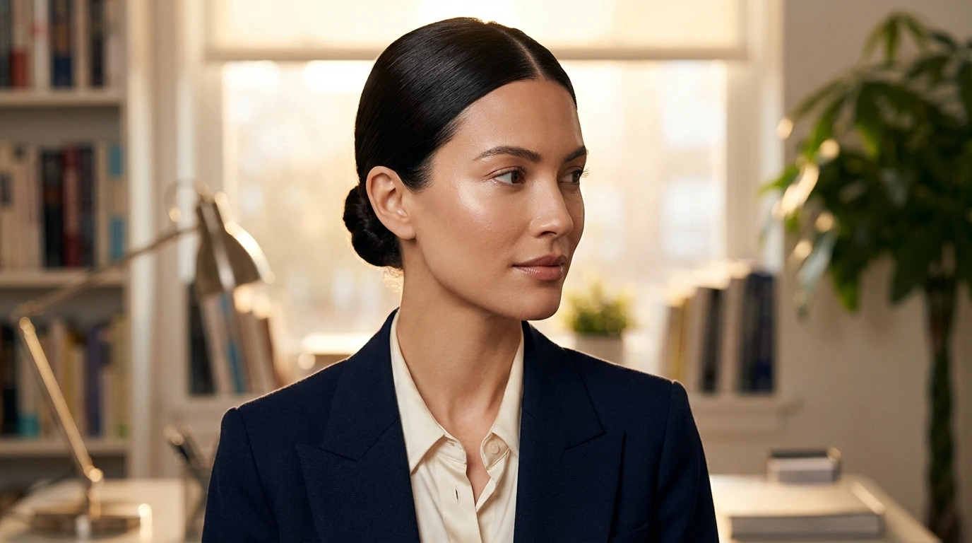 Sleek Low Bun with Middle Part