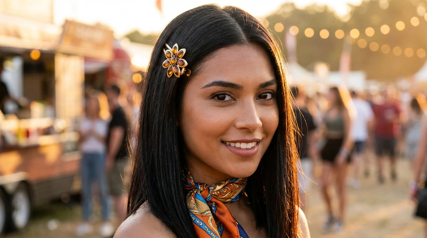 Sleek Straight Hair with Accessories