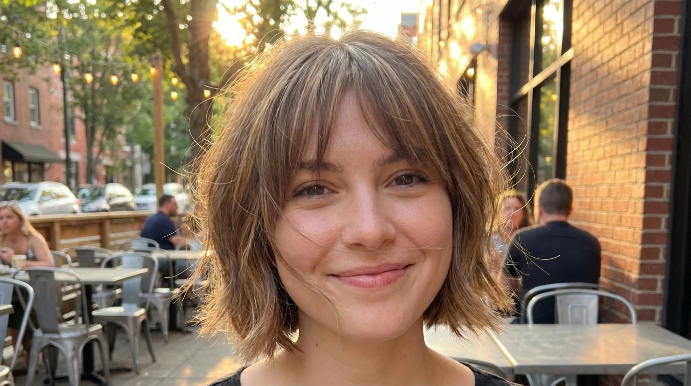 Textured Bob with Bangs