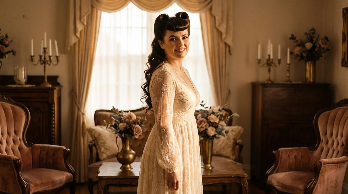 Retro Victory Rolls with Curls