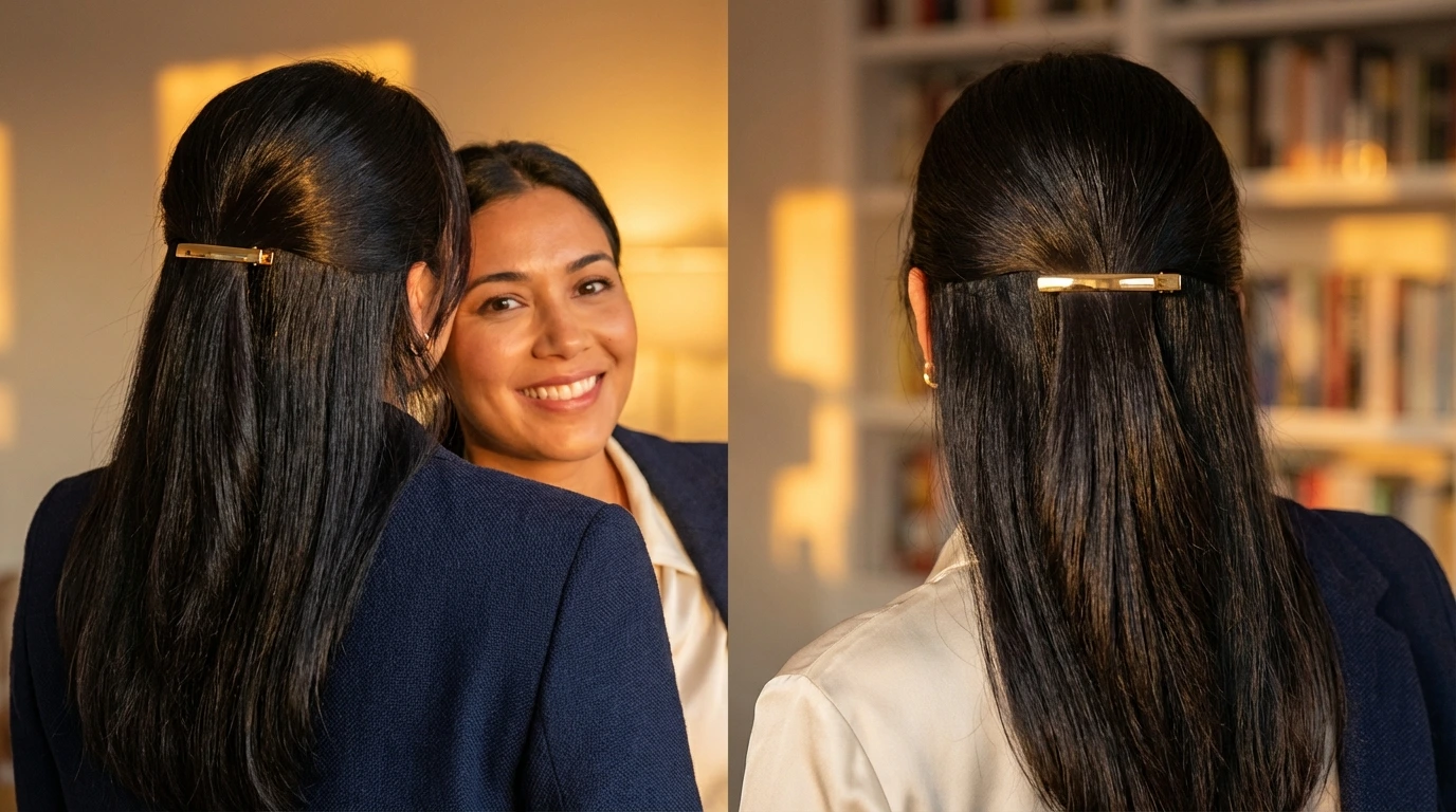 Sleek Half-Up, Half-Down Style