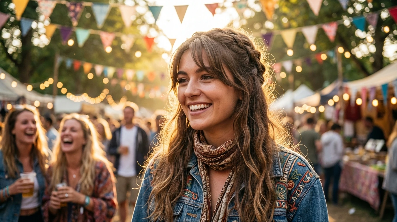 Half-Up, Half-Down with Curtain Fringe